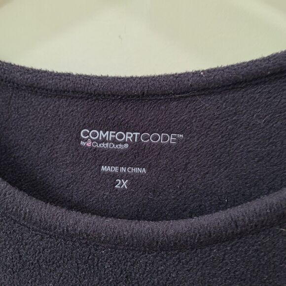 Comfort Code Cuddl Duds Womens Fleece Pullover Sweater Black Size 2X Long Sleeve - Picture 3 of 9